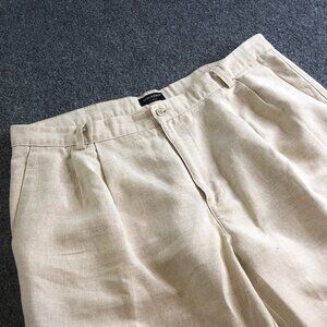 Dockers Pants Mens 40x30 Khaki Vintage No Wrinkle Linen Blend Pleated High Waist
